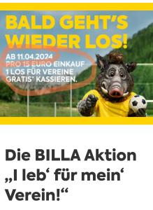 Billa Vereinsaktion startet wieder ab 11.4.2024